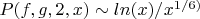 $P(f,g,2,x)\sim ln(x)/x^{1/6)$