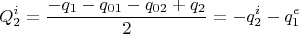 $$Q_2^i=\frac{-q_1-q_{01}-q_{02}+q_2}{2}=-q_2^i-q_1^e$$