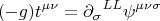 $$ (-g) t^{\mu \nu}=\partial_{\sigma} {}^{LL} \psi^{\mu \nu \sigma} $$