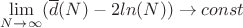 $\lim\limits_{ N \to \infty}^{} (\overline{d}(N) - 2 ln(N)) \to const $