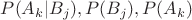 $P(A_k|B_j), P(B_j), P(A_k)$