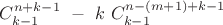 $C_{k-1}^{n+k-1} \ - \ k \ C_{k-1}^{n-(m+1)+k-1}$