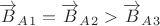 $\overrightarrow{B}_A_1=\overrightarrow{B}_A_2>\overrightarrow{B}_A_3$