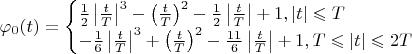 $$\varphi_0(t)=\begin{cases}\frac 1 2 \left|\frac t T\right|^3-\left(\frac t T\right)^2-\frac 1 2 \left|\frac t T\right|+1,|t|\leqslant T\\-\frac 1 6 \left|\frac t T\right|^3+\left(\frac t T\right)^2-\frac {11} {6} \left|\frac t T\right|+1,T\leqslant |t|\leqslant 2T\end{cases}$$