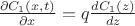 $ \frac{\partial C_1 (x,t)}{\partial x} = q \frac{d C_1 (z)}{d z} $