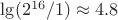 $\lg(2^{16}/1)\approx4.8$