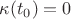 $\kappa(t_0)=0$