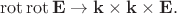 $$\operatorname{rot}\operatorname{rot}\mathbf{E}\to \mathbf{k}\times\mathbf{k}\times\mathbf{E}.$$