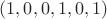 $(1,0,0,1,0,1)$