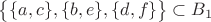 $\big\lbrace \lbrace a, c\rbrace, \lbrace b, e\rbrace, \lbrace d, f\rbrace\big \rbrace\subset B_1$