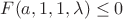 $F(a,1,1,\lambda ) \le 0$