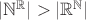 $\lvert \mathbb N ^ \mathbb R \rvert > \lvert \mathbb R ^ \mathbb N \rvert$