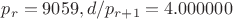 $p_r=9059, d/p_{r+1}=4.000000$
