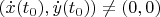 $(\dot{x}(t_0),\dot{y}(t_0))\neq(0,0)$