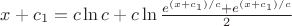 $x+c_1= c \ln c +c \ln  {\frac {e^{(x+c_1)/c} +e^{(x+c_1)/c}}{2}}$