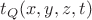 $t_Q(x,y,z,t)$ $t_Q(x,y,z,t)$