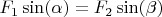 $F_1 \sin(\alpha) = F_2 \sin(\beta)$