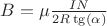 $Bг = \mu\frac{IN}{2R\tg(\alpha)}$