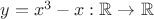 $y=x^3-x:\mathbb{R}\to \mathbb{R}$