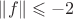 $\left\lVert f \right\rVert \leqslant -2$