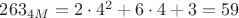 $263_{4M}=2\cdot 4^2+6\cdot 4+3=59$