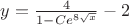 $  y  = \frac{4}{1- Ce^{8 \sqrt{x}}}- 2 $