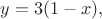 $y=3(1-x),$