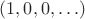 $(1,0,0,\ldots)$