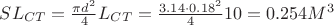 $SL_{CT}=\frac{\pi d^2}{4} L_{CT}=\frac{3.14 \cdot 0.18^2}{4} 10 = 0.254  M^3 $