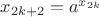 $x_{2k+2}=a^{x_{2k}}$