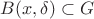 $B(x,\delta)\subset G$