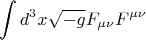 $$\int d^3x\sqrt{-g}F_{\mu\nu}F^{\mu\nu}$$