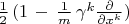 $\frac 1 2 \,(1\,-\,\frac 1 m \,\gamma^k \frac {\partial}{\partial x^k})$