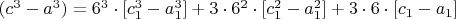 $(c^3-a^3)=6^3\cdot [c_1^3-a_1^3]+3\cdot 6^2\cdot [c_1^2-a_1^2]+3\cdot 6\cdot [c_1-a_1]$