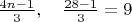 $\frac{4n-1}{3}, \quad \frac {28-1}{3} = 9$