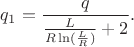 $q_1=\dfrac q{\frac L{R\ln (\frac LR)}+2}}.$