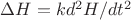 ${\Delta}H=kd^2H/dt^2$