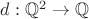 $d:\mathbb Q^2\to \mathbb Q $
