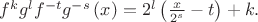 $f^{k}g^{l}f^{-t}g^{-s}\left(x\right) = 2^l\left(\frac{x}{2^s} - t\right) + k.$