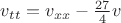 $v_{tt} = v_{xx} - \frac {27} {4}v$ $v_{tt} = v_{xx} - \frac {27} {4}v$