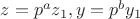 $z=p^az_1, y=p^by_1$