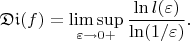 $$\mathfrak{Di}(f) = \limsup_{\varepsilon \to 0+} \frac{\ln l(\varepsilon)}{\ln (1/\varepsilon)}.$$