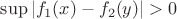 $\sup|f_1(x) - f_2(y)| > 0$
