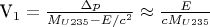 V_1 = \tfrac{\Delta p}{M_{U235}-E/c^2} \approx \tfrac {E}{cM_{U235}}