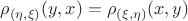 $\rho_{(\eta, \xi)}(y, x) = \rho_{(\xi, \eta)}(x,y)$ $\rho_{(\eta, \xi)}(y, x) = \rho_{(\xi, \eta)}(x,y)$