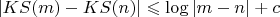 $\left\lvert KS(m) - KS(n)\right\rvert \leqslant \log\left\lvert m - n\right\rvert  + c$