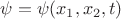 $\psi = \psi (x_1 , x_2 , t )$
