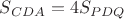 $S_{CDA}=4S_{PDQ}$