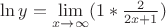 $\ln y=\lim\limits_{x\to\infty}(1* \frac {2} {2x+1})$