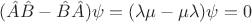 $(\hat A\hat B-\hat B \hat A)\psi=(\lambda\mu-\mu\lambda)\psi=0$